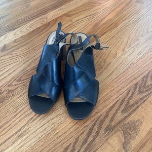 Clarks Black Leather Women Sandals